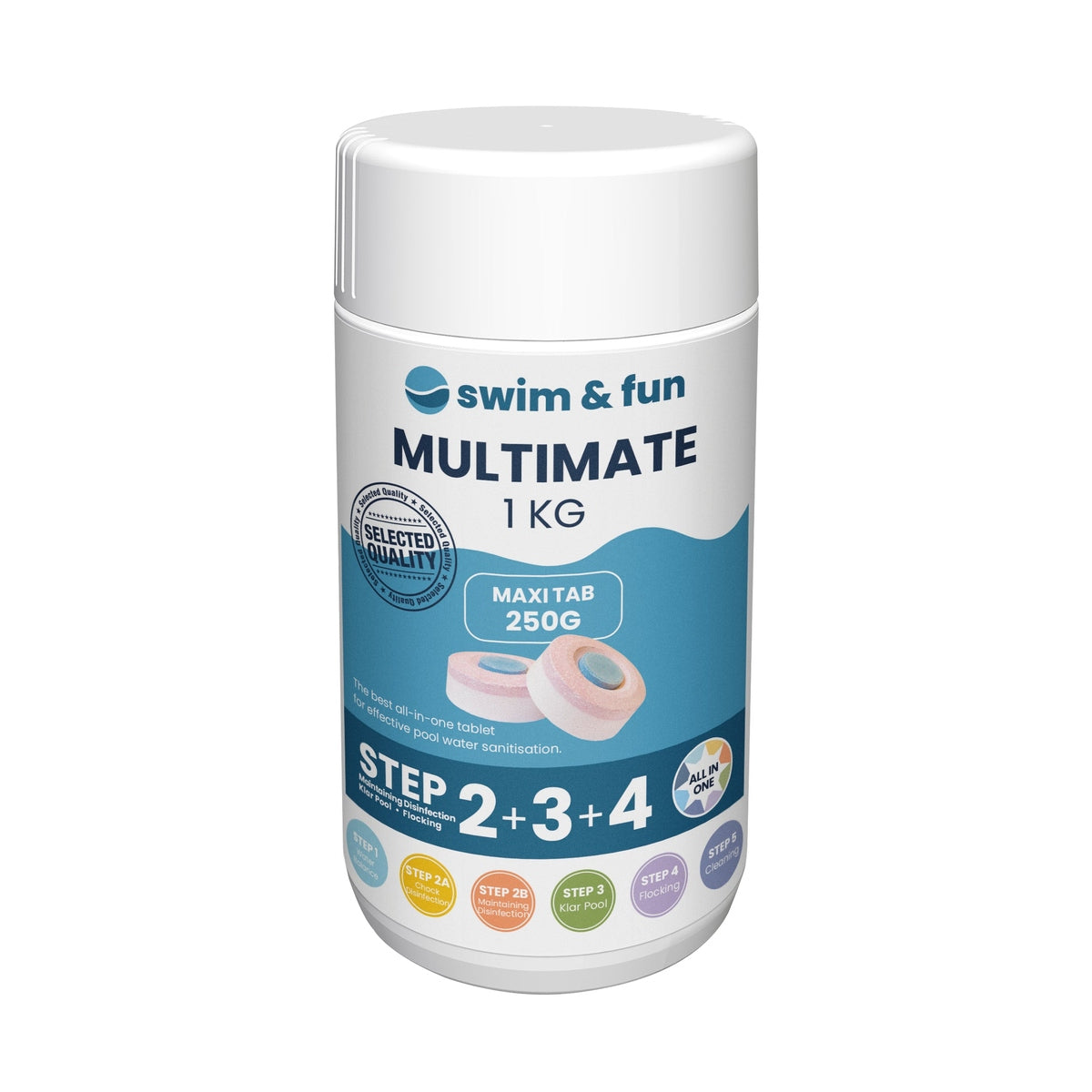 Swim & Fun MultiMate 250g 1kg pooltabletter for ren pool