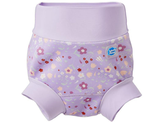 Happy Nappy Blebukser – Lilac Spring med blomstermønster til babysvømning