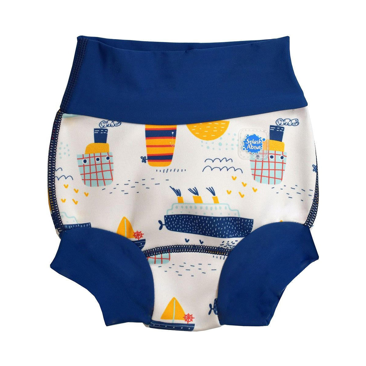Happy Nappy badeble med maritimt Tug Boats print til babysvømning