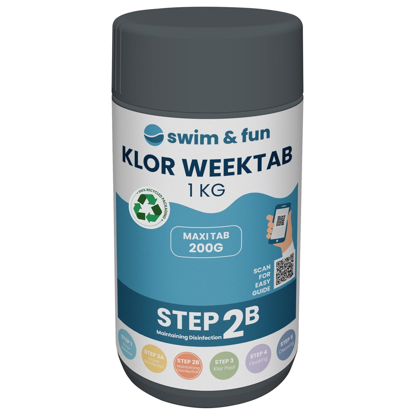 Swim & Fun Klor WeekTab 200g, 1kg - klor til pool vedligeholdelse