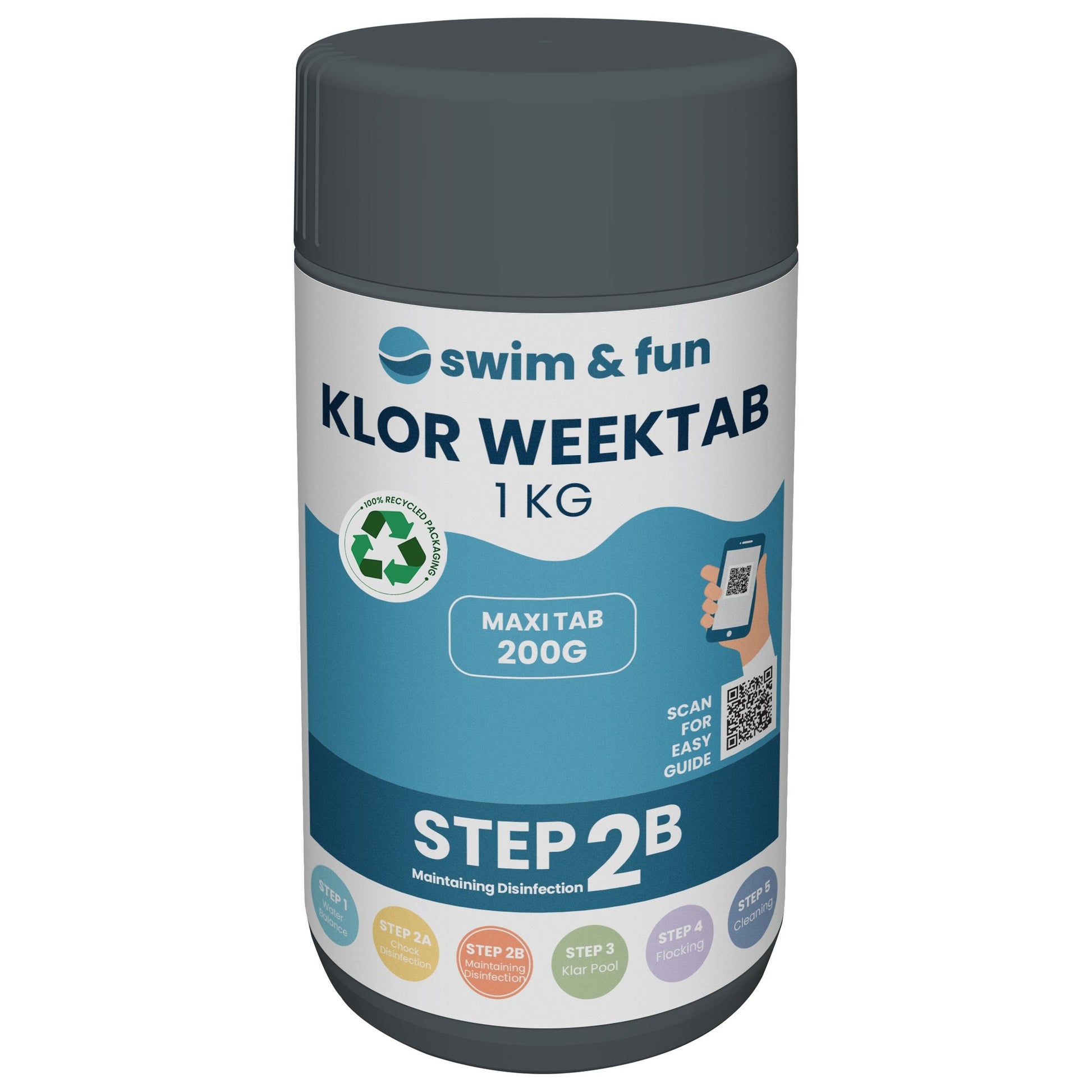 Swim & Fun Klor WeekTab 200g, 1kg - klor til pool vedligeholdelse