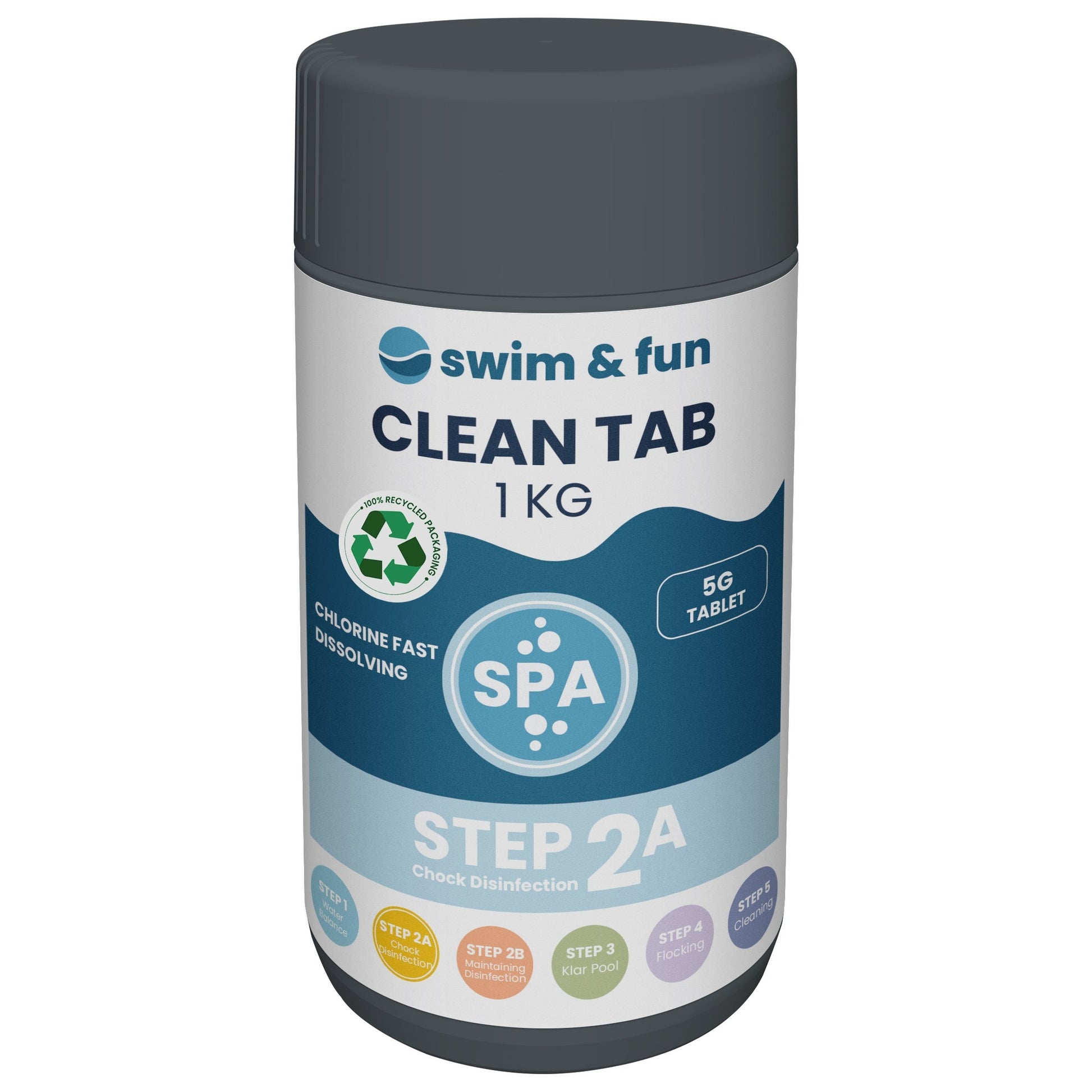 Swim & Fun Spa CleanTab 5g, 1kg beholder til desinfektion af badevand